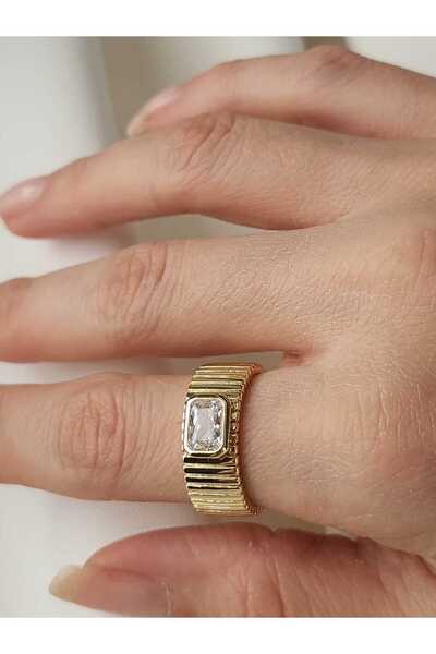 ZÜLİSCH Steel Ring with Gold Stone Detail Xuping Quality Original Stainless