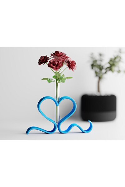 Sani Vase "Ribbon Heart Vase" 222x39xH120mm - Cyan