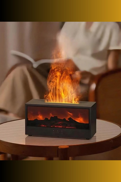 beemen Alev Efektli Aroma Difüzörü & Nemlendirici – Şömine Görünümlü Buhar Ma...