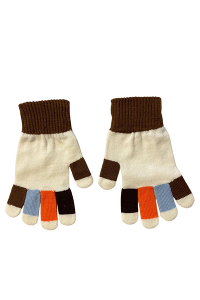 LİNOTTİ Boys' Color Block Winter Gloves Knitted