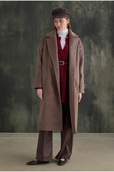 HEQA Kruvaze Uzun Kaban Kahve