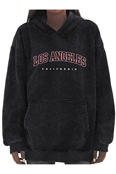 Le Savu Washable Los Angeles Series Printed Unisex Hooded Oversized Sweatshirt