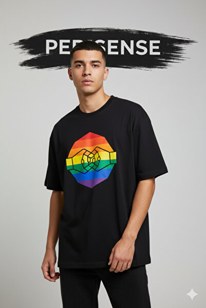 PERISENSE تي شيرت للجنسين من Bold Two مطبوع Premium من القطن الممشط قصة فضفاضة