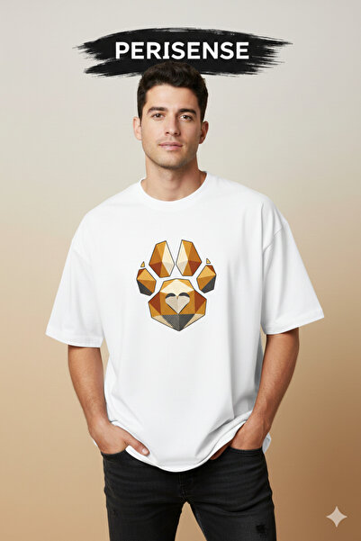 PERISENSE Unisex Cosmic Dog Printed Premium Combed Cotton Oversized T-Shirt