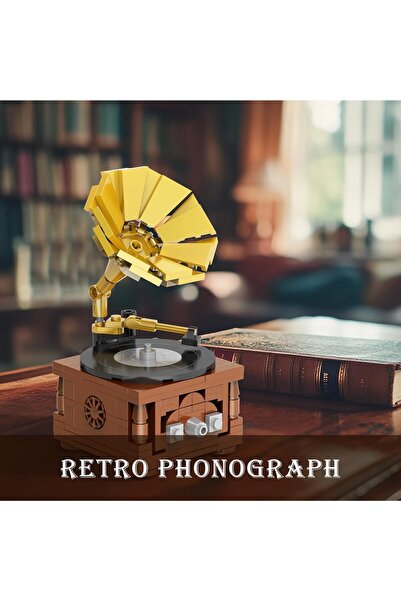 scntoys Miniblocks Vintage Gramofon Yapım Seti 187 Parça Gramafon Yapım Seti ...