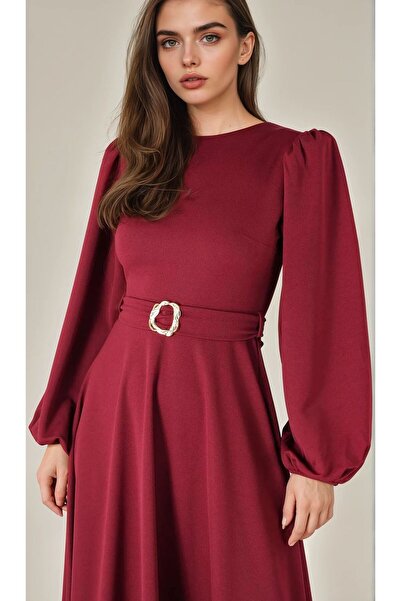 OLSAMODA Rochie de damă prințesă cu mâneci, cu detaliu de cataramă, țesătură ...