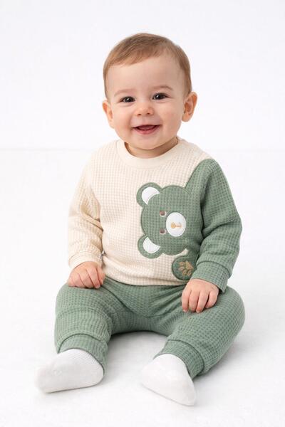 dinamik çocuk قماش وافل بيبي تيدي بير 2 خيط M موسمي طقم مكون من قطعتين للجنسي...