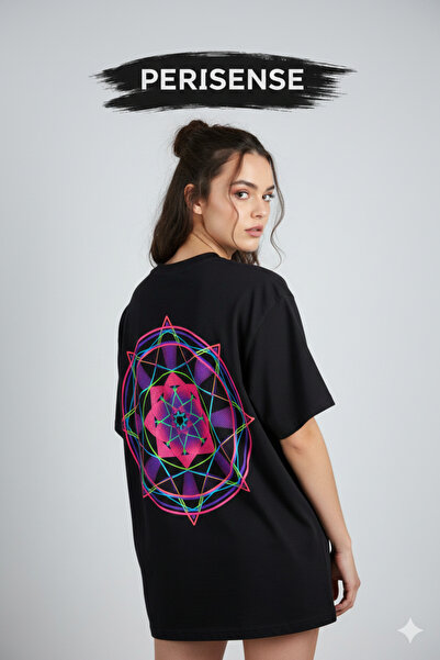 PERISENSE Unisex Wild Geometric Printed Premium Combed Cotton Oversized T-Shirt