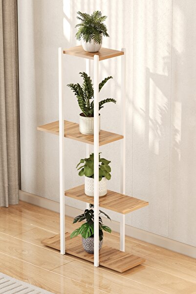 Tedarikcenter Yüksek Ayaklı Saksı Standı Saksılık Dekoratif Çiçeklik Rafı Met...