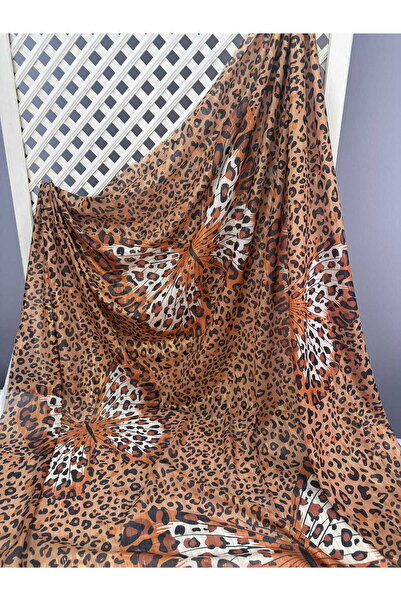 ipekkumaş Șifon cu model fluture leopard, cu sclipici, moale și fluid. PRODUS...