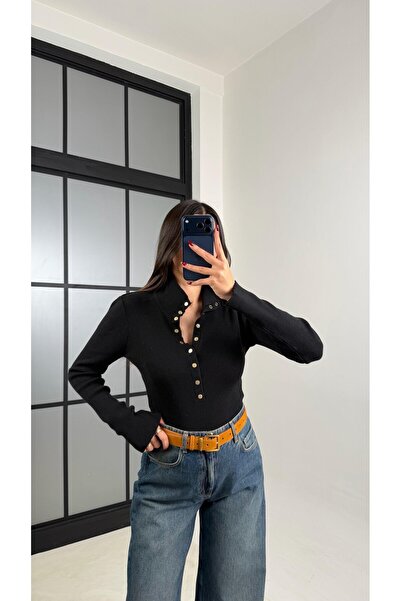 La Perla Boutique dik yaka çıtçıtlı triko kazak