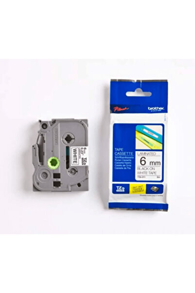 Brother Original TZe-211 adhesive tape, 6 mm wide, black with white writing