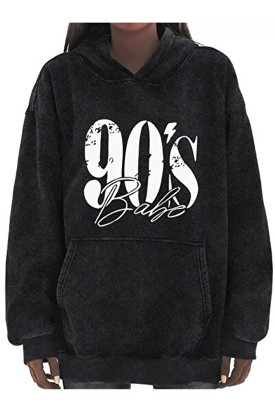 Le Savu Washable 90's Vintage Series Printed Unisex Hooded Oversized Sweatshirt