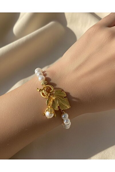 Sesu Yaprak Charm İnci Bileklik