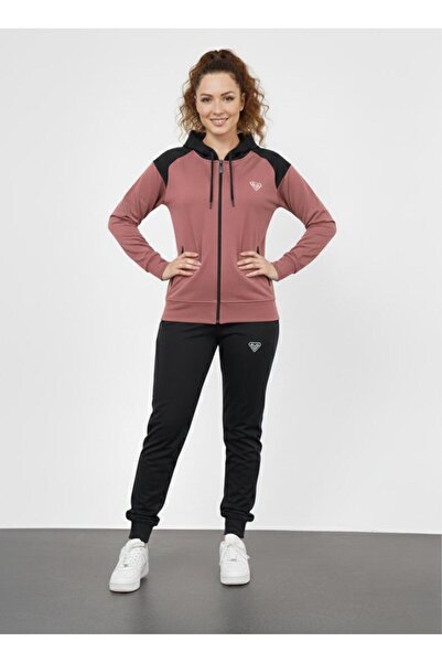 LF LAST FASHION Hooded 2-Piece Dried Rose Women's Tracksuit Set