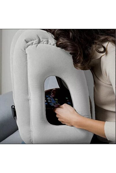 davin Inflatable travel pillow for airplane, car, and office, gray color, 50 ...
