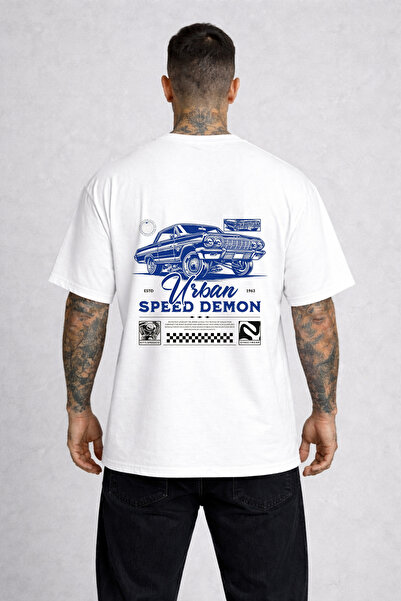 LORVEX Urban Speed Demon Printed Oversized Cotton Unisex Tshirt - T-Shirt