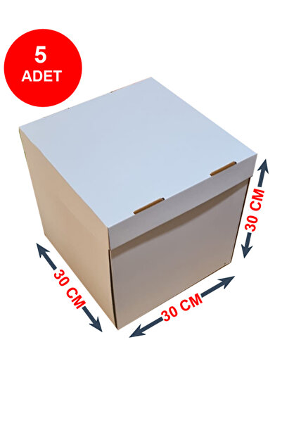 kutucum 30 X 30 X 30 PASTA KUTUSU 5 ADET | YAŞ PASTA KUTUSU BEYAZ | ÇOK AMAÇL...