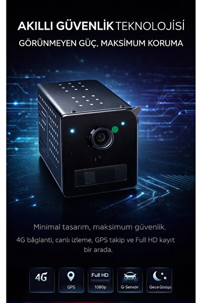 FaroxTech 4G SIM Kartlı Uzaktan Canlı İzlemeli Full HD Profesyonel Araç Güven...