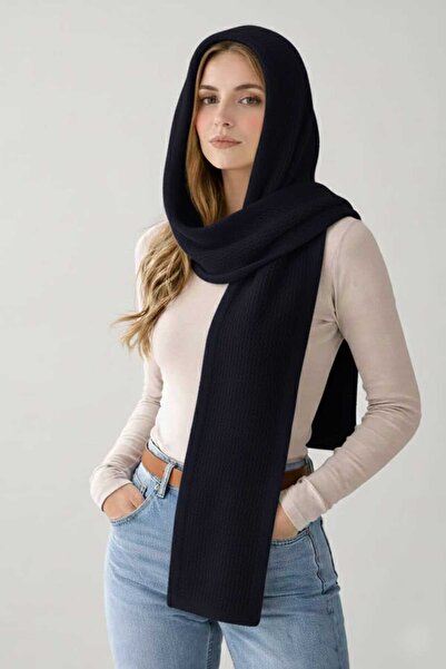 Cebe وشاح نسائي من الأكريليك بتفاصيل جاغار، قبعة شتوية وقبعة بتفاصيل حول الرقبة