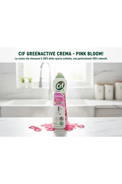 Cif Greenactive Pink Bloom Cleaning Cream, 500 ml – Removes 100% of Tough Dirt