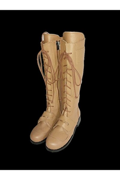 MaisonStanbul Roosevelt Deri Fermuarlı Bağcıklı Çizme