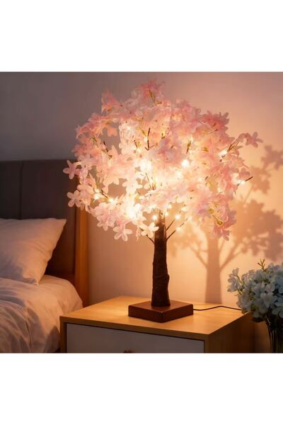 BENİMOLMALI 47cm Led Işıklı Pembe Kiraz Çiçeği Rüyası, Pilli, usb, Dekoratif ...