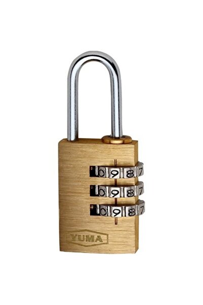 yuma kilit Yuma Combination Padlock 3 Digit Brass (1 Pack of 6 Pieces) 30mm