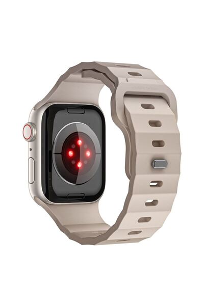 Mobile Origin Premium Silicone Strap compatible Apple Watch Series 1-9, Beige