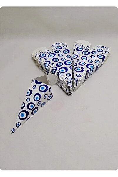 DM ONLINE Nazar Boncuklu Karton Külah Sünnet Mevlüt Özel Gün Şekerlik Lokumlu...