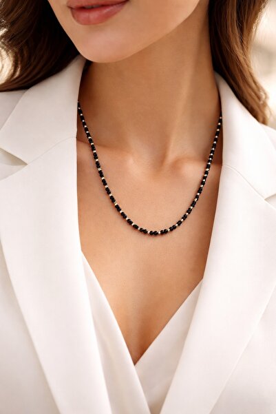 Utku Kuyumculuk 14 AYAR KRİSTAL ONİX TAŞI ÖZEL TASARIM DORİKALI ALTIN KOLYE