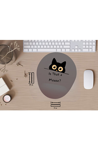IVART Is That a Mouse?- Oval Mouse Pad with Black Cat Pattern and Wrist Rest