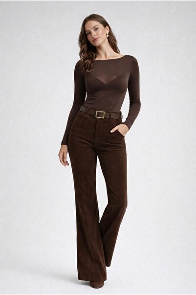 SHEBARA Kaşmir Transparan Kayık Yaka Üst Body