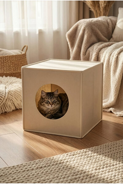 YUNUSOĞLU HOME Felt Cat Nest Organizer Foldable Beige