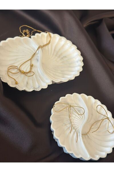 Handmade 2 Li Dekoratif Beton Biblo Tabak, Beton Takı Tabağı, Organizer