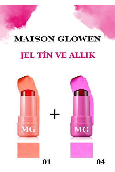 MAISON GLOWEN İkili Set JEL Lip To Cheek Tint Ruj Ve Allık 01 ve 04