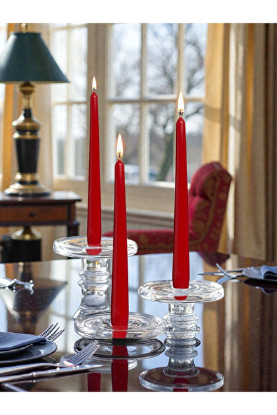 İV BLUE PURPLE Chandalier 6'lı Kırmızı Konik Şamdan Mumu