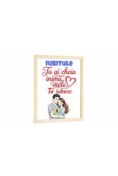 NO BRAND Tablou personalizat din lemn „Ai cheia inimii mele”, 28x22cm + 1 bre...