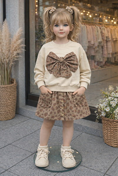 canmana kids&baby Σετ φούτερ Leopard με τύπωμα με φούστα από βαμβάκι