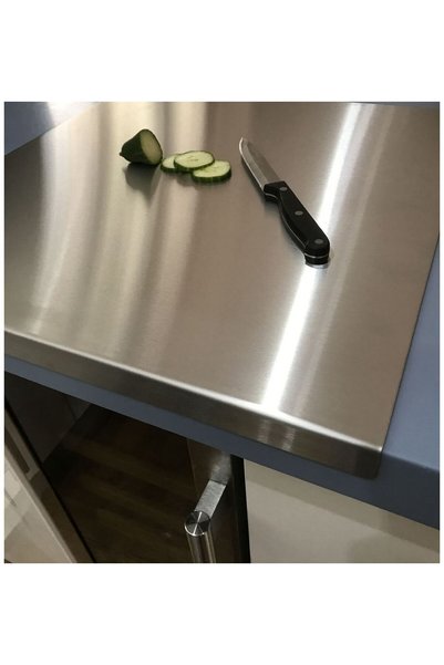 Güneş Krom Dekorasyon Gkd Stainless Steel Set of 2 Counter Protector 50X60 cm and Cutting Board 30X30 cm
