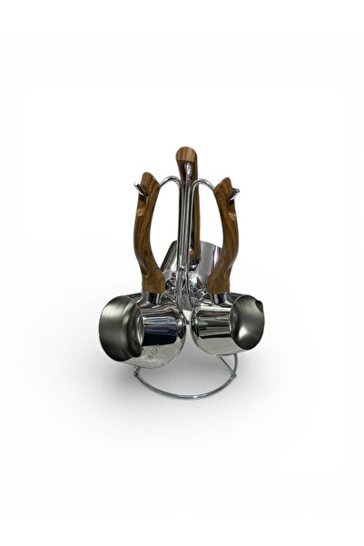 ÖZLİFE Hüma Paslanmaz Çelik 4 Parça Ahşap Saplı Cezve Takımı 746