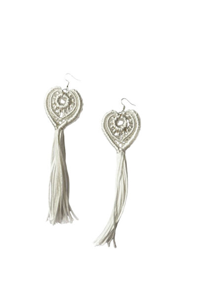 NODITTUDE Large Heart Statement Earrings – Immaculate White