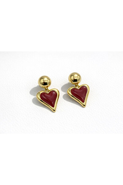 PaminBags Aksesuar Top Tackled Ribbon Pearl Detailed Heart Earrings Lns00134