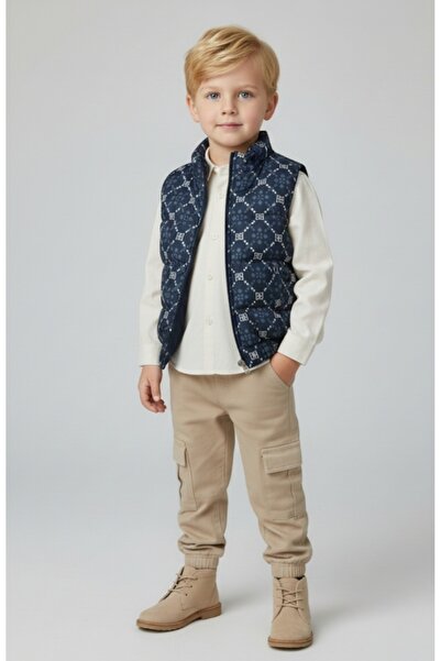 Bebüş Erkek Çocuk Fermuar Kapama Şişme Yelek Dokuma Gömlek Lastikli Bel Kargo...