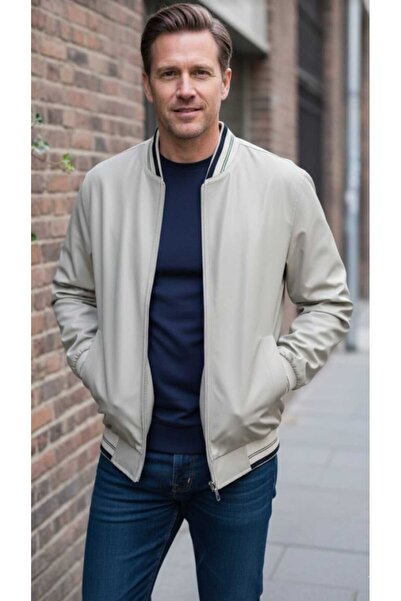 güncüoğlu Dad Classic Seasonal Coat with Ribbed Collar, Bottom and Sleeves