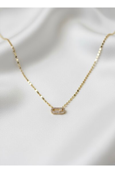 Luvıa accesoreis Gold Ezme Zincir Taşlı Kapsül Figürlü Kolye