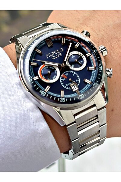 JG. Polo Club Functional Silver-Navy Blue Color 5 Atm Water Resistance Steel ...