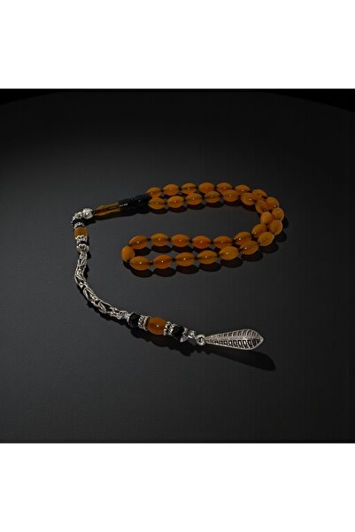 EnazStore Yellow Crimped Amber Rosary