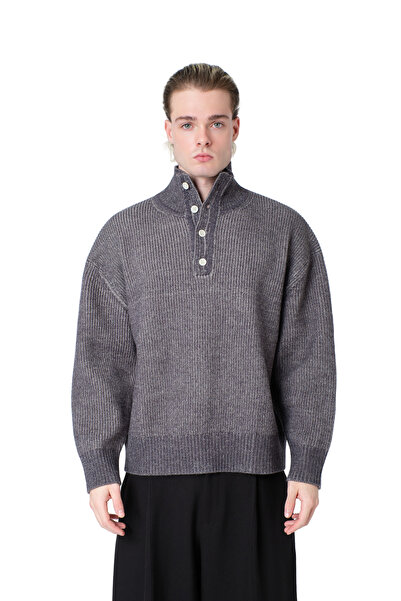 Dracaena cinnabari Men's high neck button pullover