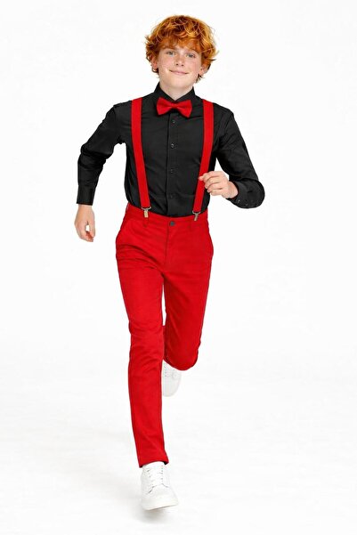 Kuraff Giyim Băiat 23 aprilie 29 octombrie Cămașă-Pantaloni-Papion Set Costum